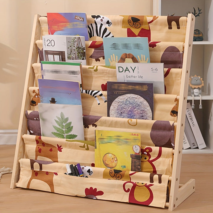 Estantería de Libros de Madera Sólida Creativa con Múltiples Niveles y Estante Móvil para Marcos de Fotos, Estanterías Utilitarias