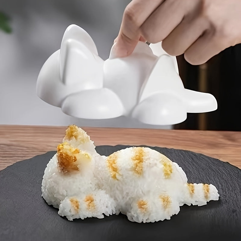 1pc WhimsyCat Molde creativo para sushi con forma de gato, molde de arroz japonés de plástico para hacer sushi casero, divertido gadget de cocina para entusiastas de la cocina