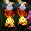 Pack de 2 reflectores solares con diseño de águila, luces decorativas para exteriores en ABS pulido, acentos de cristal LED de bajo consumo, montaje semiempotrado, control con sensor de luz, base B15d, carga solar de 600mAh, ideal para jardín, césped, pa