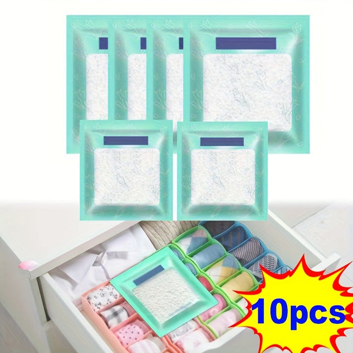 10 almohadillas reutilizables absorbentes de humedad - Deshumidificador rápido sin electricidad, para clósets, armarios, zapateras y dormitorios - Compacto, portátil y de alta calidad, solución contra la humedad en interiores