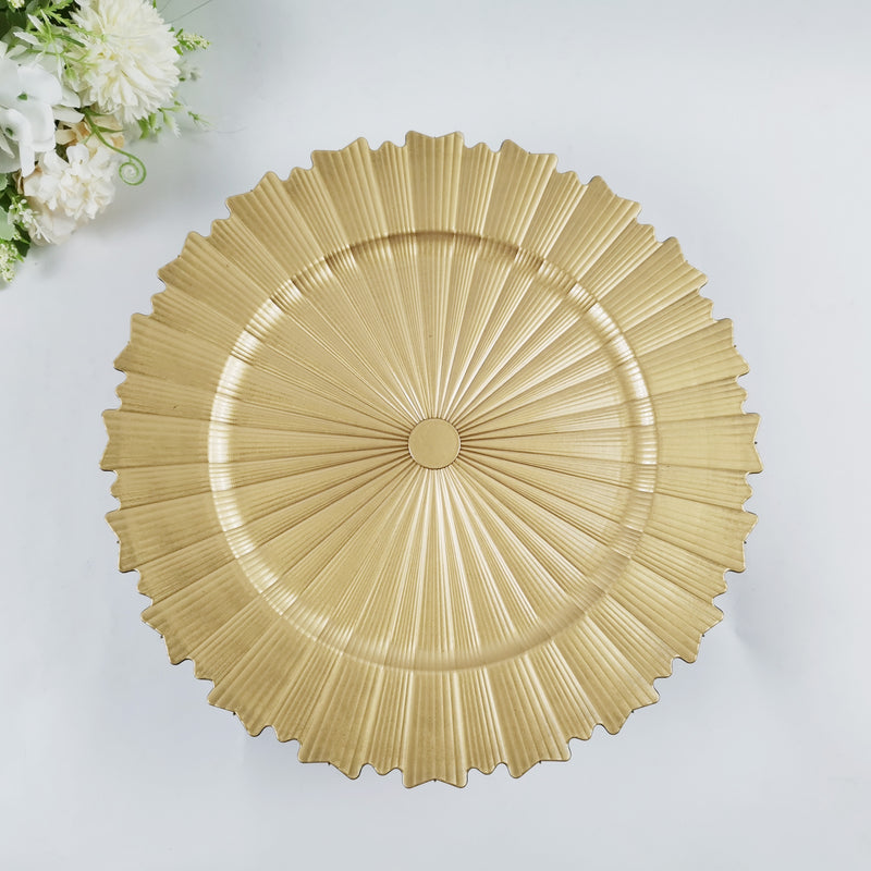 50 piezas, 13 pulgadas, platos de plástico, sol de otoño, dorados, ligeros y duraderos, reutilizables, perfectos para decoraciones de bodas, fiestas, Navidad, Halloween, suministros de vacaciones, platos decorativos de alta calidad y exquisitos.