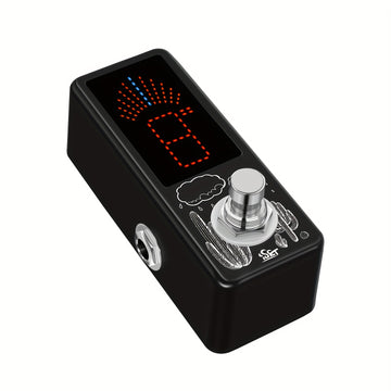 Pedal de Afinador para Guitarra Eléctrica con Pantalla LCD Digital - Sintonización Ultra Sensible, Reducción de Ruido USB, Clip Integrado, Compatible con Pedalboard Profesional y En Vivo, Acabados Metálicos Elegantes, Electrónica de Alta Calidad