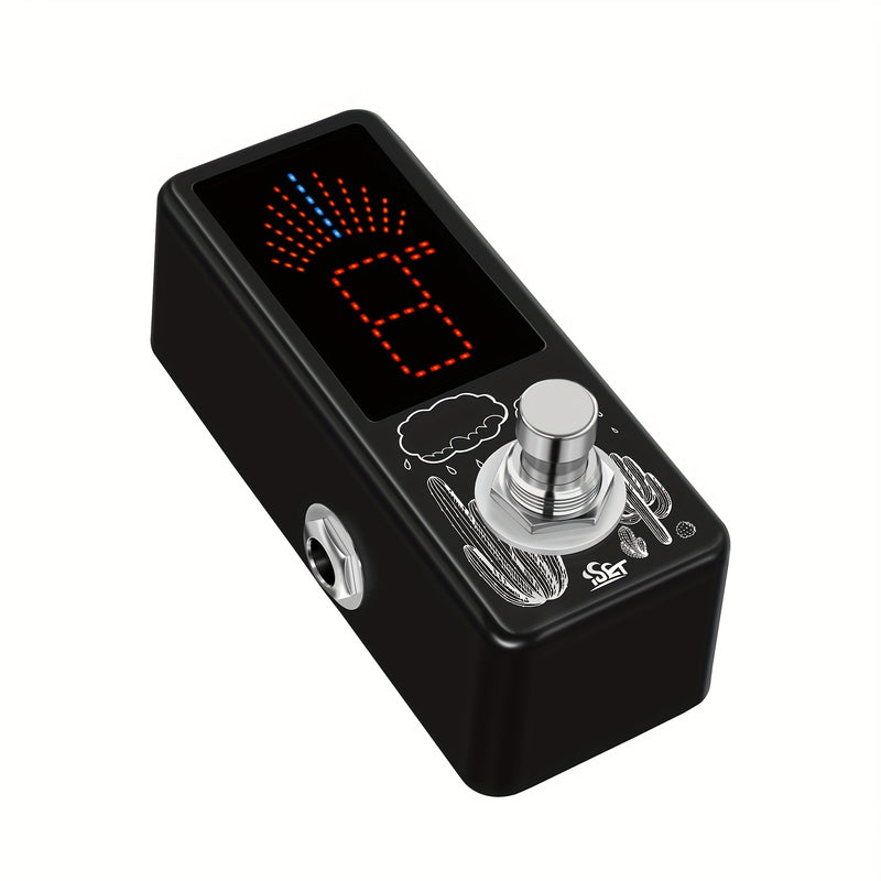 Pedal de Afinador para Guitarra Eléctrica con Pantalla LCD Digital - Sintonización Ultra Sensible, Reducción de Ruido USB, Clip Integrado, Compatible con Pedalboard Profesional y En Vivo, Acabados Metálicos Elegantes, Electrónica de Alta Calidad