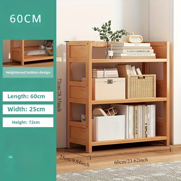 Estante de almacenamiento de bambú de 3 niveles - Organizador de cocina autosoportante, unidad de estantería versátil para baño, sala de estar y oficina, diseño duradero y elegante con múltiples compartimentos, ensamblaje fácil