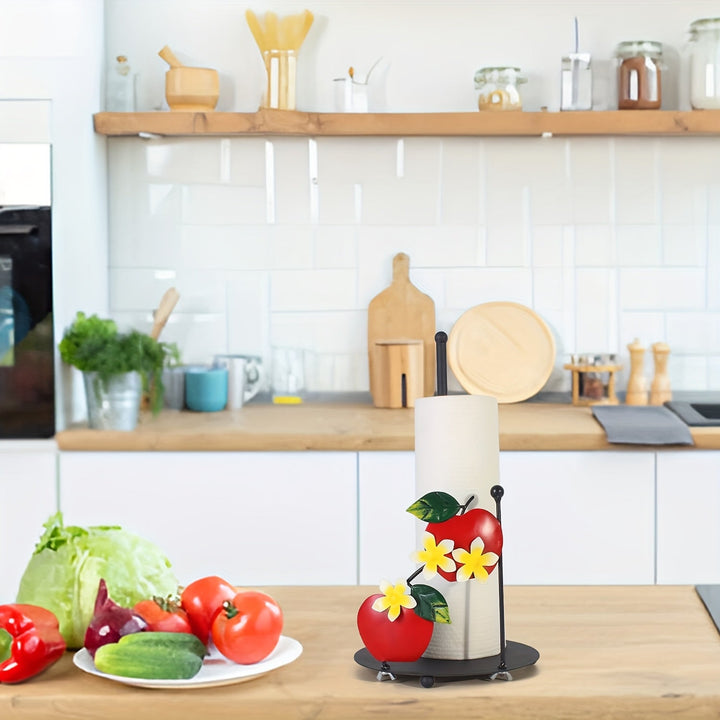 1pc Soporte de papel de toalla de diseño de manzana, dispensador de rollo de cocina de mostrador, estantería de almacenamiento de decoración para el hogar