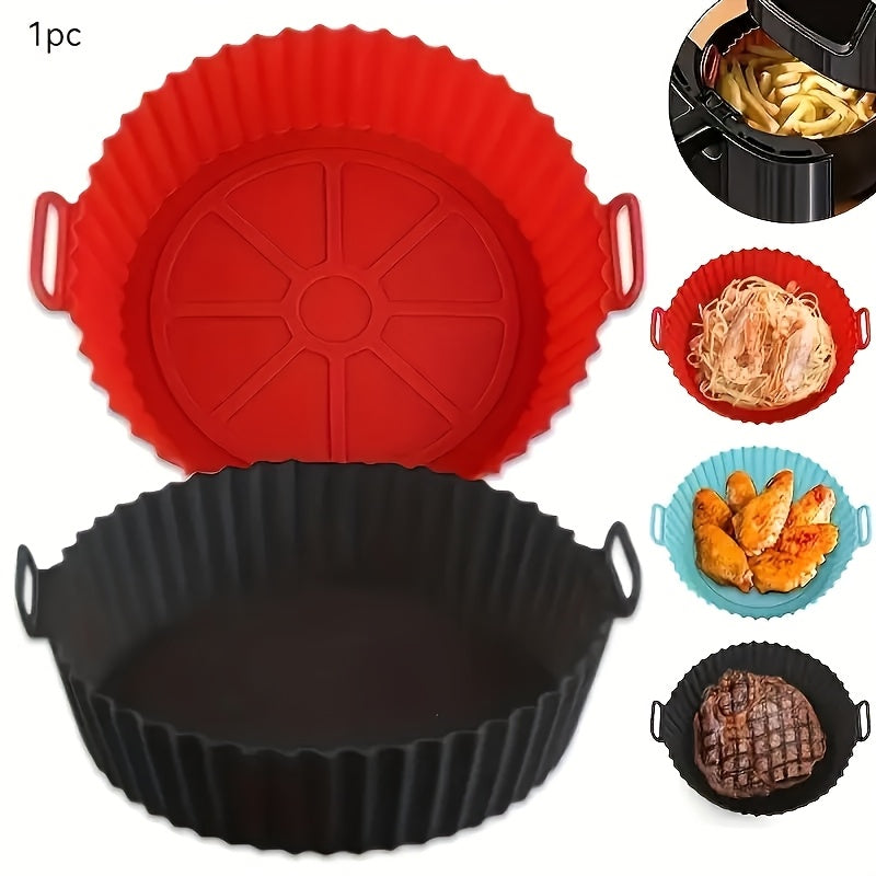 Revestimiento de silicona para freidora - antiadherente, reutilizable, cesta redonda para alimentos, compatible con la mayoría de modelos, ideal para el hogar, cocina, patio, no requiere electricidad