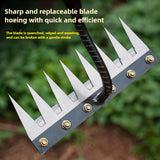 Rastrillo de Hierro Resistente de 27 cm con Cuchillas Afiladas Reemplazables - Herramienta Multiherramientas para Eliminar Malezas en Jardines y Granjas