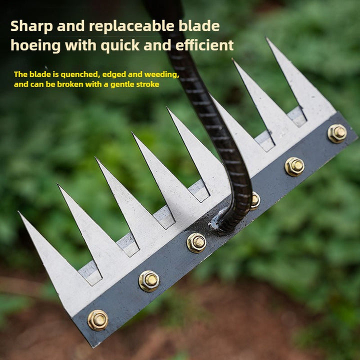 Rastrillo de Hierro Resistente de 27 cm con Cuchillas Afiladas Reemplazables - Herramienta Multiherramientas para Eliminar Malezas en Jardines y Granjas