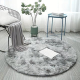 1pc Alfombra Redonda de Peluche para Suelo - Antideslizante y Lavable en Máquina, 100% Poliéster, Gris Claro y Grisáceo, Tamaños 79.76/119.89/159.77 cm para Dormitorio y Sala de Estar, Decoración del Hogar