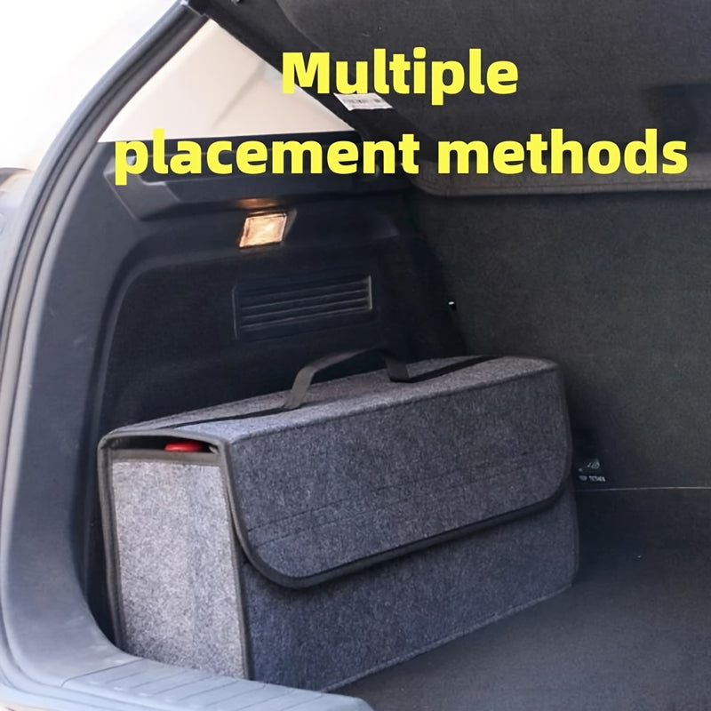 Organizador de Maletero Oxford de Alta Capacidad con Bolsa Modelo - Caja Plegable, 50x19x9cm, Organizador Interior para SUVs, Sedanes y Camionetas en Gris