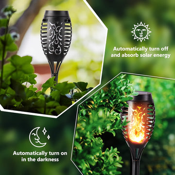 8pcs Luces Solares con Llama Parpadeante para Exteriores, Iluminación Automática de Anochecer a Amanecer Impermeable ABS para Patio, Terraza, Decoraciones del Día de la Independencia, Luces Colgantes Solares para Ambiente Exterior