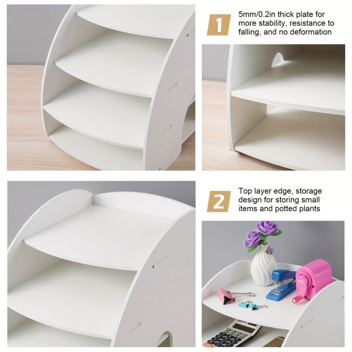 1 Paquete de Archivo de Madera, Archivo para el Hogar y la Oficina, Estante de Archivo de Escritorio para Cartas/Leyes/A4, Blanco