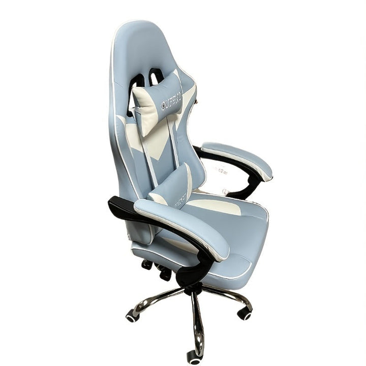 1pc Ergohug Silla de Juegos de Computadora de respaldo alto, tapicería de cuero, reclinable manual con manija, estructura de metal, construcción de madera dura y tablero artificial, relleno, limpieza en seco, para uso en hogar y oficina