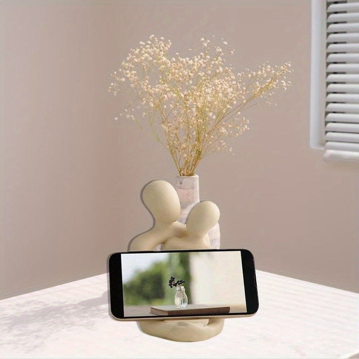 1pc Estatua de Pareja Abrazada Abstracta - Escultura Moderna en Resina con Iluminación Cálida, Figurilla Art Deco para Decoración de Estante o Escritorio, Regalo Romántico para Aniversarios y San Valentín, Adorno de Mesa, Obra de Arte Sofisticado