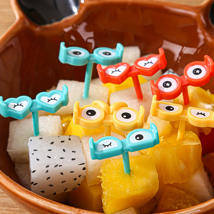 Juego de 8 tenedores desechables de frutas con diseño de caricatura, material ABS, ideal para uso en el hogar