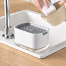 Dispensador de jabón de cocina de polipropileno con soporte para esponja, bomba de jabón espumante de presión manual, no eléctrico, sin contacto con alimentos, para lavar platos y limpiar ollas.