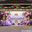1pc, Feliz 15º Cumpleaños, Banner de puerta de garaje de cumpleaños al aire libre Cubierta de poliéster duradera Ideal para decoraciones diarias al aire libre - Precio sorpresa, Buena calidad y no requiere energía