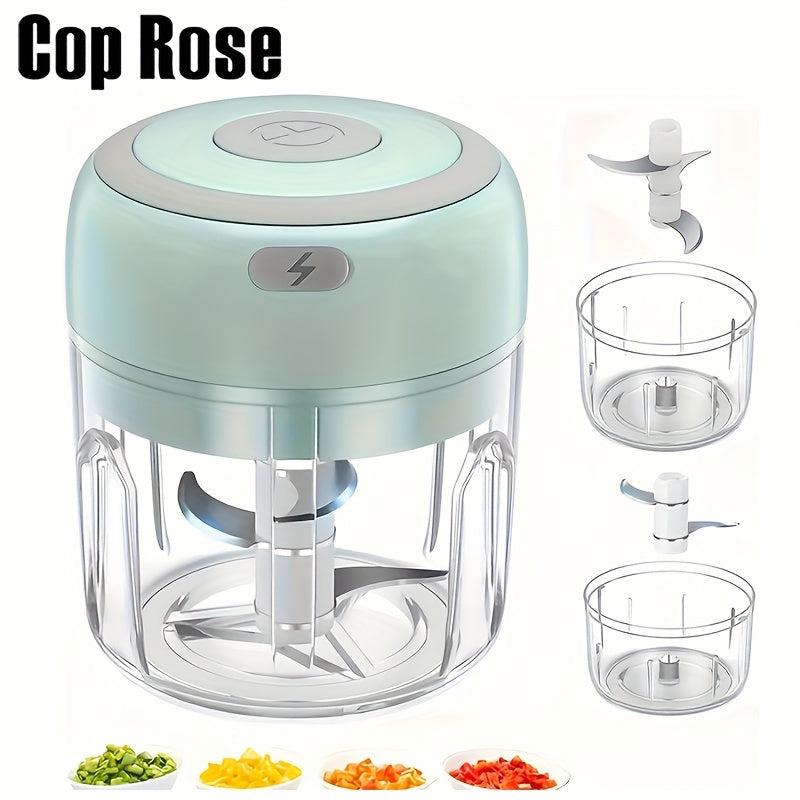 100ml/250ml Mini Picadora de Ajo de Cocina Eléctrica, Picadora de Carne, USB Recargable Masher