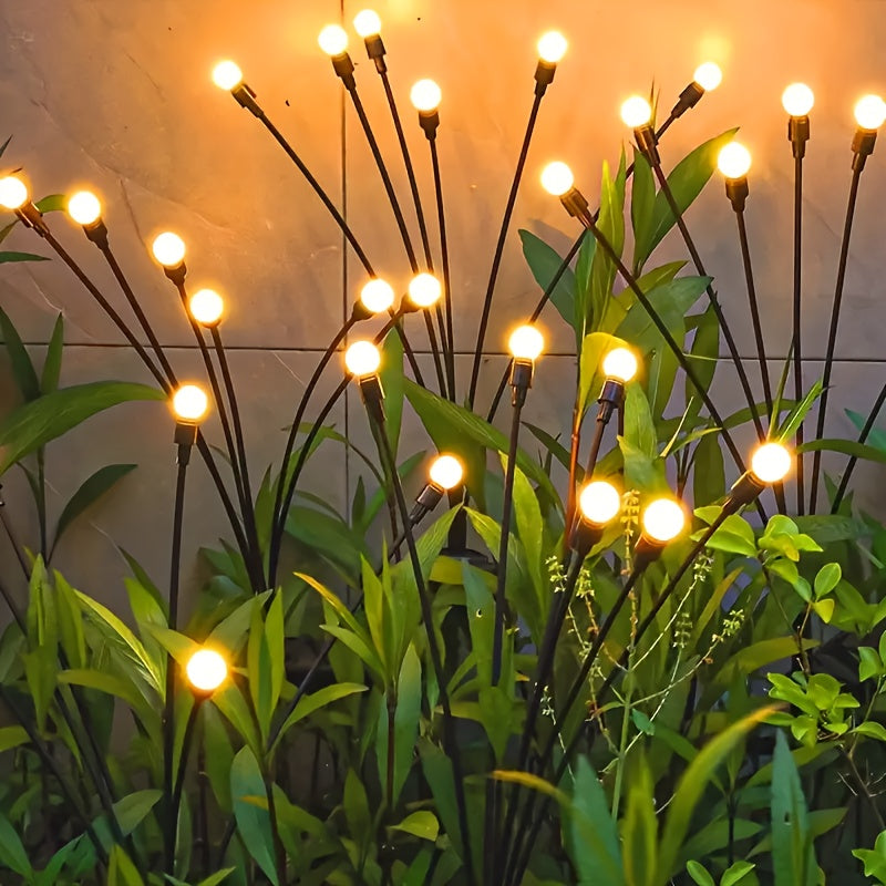 Luz de césped de luciérnaga solar de 6 cabezas - Decoración de jardín al aire libre con energía solar, luces brillantes amarillas, perfectas para regalos de Navidad, Halloween, Acción de Gracias y Pascua, decoraciones al aire libre con energía solar
