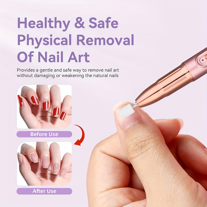 Afilador de uñas eléctrico, juego de manicura USB, herramienta de afeitado de uñas eléctrica con 5/17/34 cabezas reemplazables, máquina de cuidado de uñas y pies portátil, adecuada para uso en salones de belleza en casa, regalo para mujeres, regalo de Dí