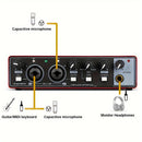 Interfaz de Audio Depusheng con Phantom Power, Grabación Hi-Res 24Bit/192kHz, Plug & Play Sin Ruido, Equipo de Estudio USB para Podcasting, Streaming y Producción Musical - Compatible con PC/Mac (Rojo), Preamps de Alta Calidad, Diseño Profesional