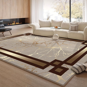 1 alfombrilla de terciopelo a rayas moderna - 850 g/m², poliéster, lavable en máquina, antideslizante, ligera, tejida plana, rectangular para dormitorio, oficina, habitación - Disponibles en varias tamaños, decoración moderna de sala de estar | Alfombril