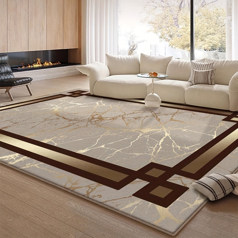 1 alfombrilla de terciopelo a rayas moderna - 850 g/m², poliéster, lavable en máquina, antideslizante, ligera, tejida plana, rectangular para dormitorio, oficina, habitación - Disponibles en varias tamaños, decoración moderna de sala de estar | Alfombril