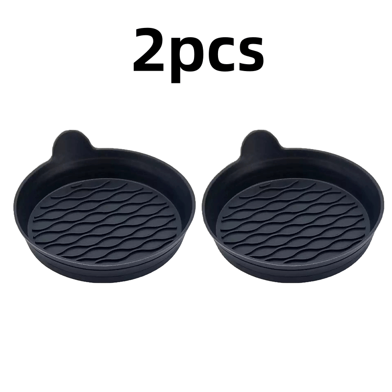 Juego de 2 soportes de taza de coche, hechos de silicona, diseñados para adaptarse universalmente y prevenir resbalones, adecuados para hombres y mujeres, disponibles en negro.