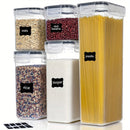THELiFE 5/20pcs Contenedores Herméticos para Almacenamiento de Alimentos con Tapas, Organización y Almacenamiento en la Despensa de Cocina, Frascos de Plástico Libres de BPA para Cereales, Harina, Azúcar, Alimentos Secos, Incluye Etiquetas & Rotulador