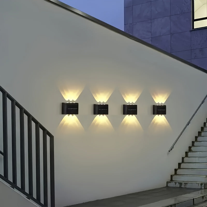 4pcs/6pcs/8pcs luces solares para valla, luces solares exteriores, luces decorativas de jardín y pared, ideales para patio, terraza, paisajismo urbano y balcón, luz cálida blanca