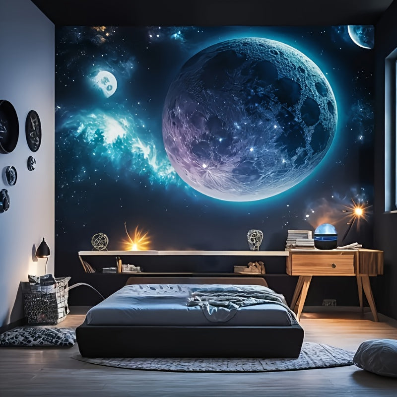 Proyector de Luz Nocturna LED Galaxia 1pc - Diseño Cósmico de Estrellas y Planetas, Lámpara de Ambiente con Alimentación USB para Dormitorio, Sala de Estar o Decoración de Salón de Juegos, Temática Fantasía Moderna, Brillo Ajustable, Control Remoto Inclu