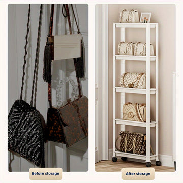 Carrito de Almacenamiento Rodante Multinivel Versátil - PVC, Perfecto para Snacks y Libros - Ideal para Sala de Estar, Cocina, Baño, Dormitorio