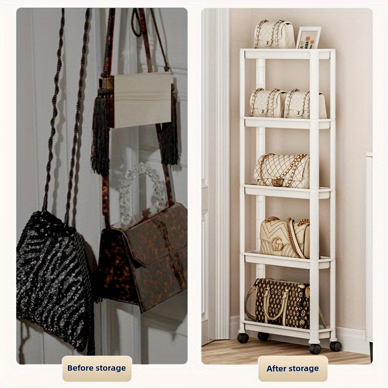Carrito de Almacenamiento Rodante Multinivel Versátil - PVC, Perfecto para Snacks y Libros - Ideal para Sala de Estar, Cocina, Baño, Dormitorio
