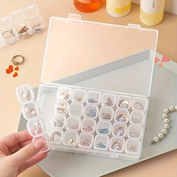 Combinación de Cajas de Plástico Transparente de 28 Compartimentos, Contenedor para Joyería y Accesorios, Utilizado para Artesanías, Cristales para Uñas, Cuentas, Almacenamiento de Semillas, Cajas de Joyería