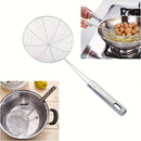1pc cesta de malla de acero inoxidable con mango reforzado, filtro doble gancho para aceite, adecuada para fideos fritos, colador doméstico