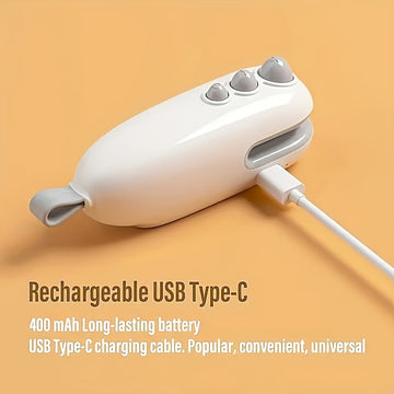 Mini sellador de snacks USB recargable - Sellador de bolsas de plástico manual con diseño de oso lindo, ideal para frutas, snacks y bolsillos, solución portátil de almacenamiento de alimentos, solución de almacenamiento de alimentos | Diseño de oso lindo