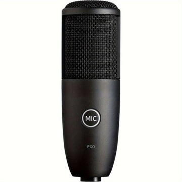 120 Micrófono de condensador profesional negro con conector XLR - Alta sensibilidad para transmisión en vivo, grabación de voz, estudio en casa y clases en línea, grabación de voz, diseño elegante, construcción duradera