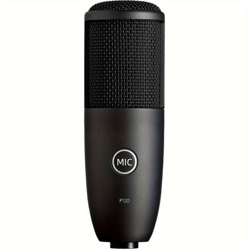 120 Micrófono de condensador profesional negro con conector XLR - Alta sensibilidad para transmisión en vivo, grabación de voz, estudio en casa y clases en línea, grabación de voz, diseño elegante, construcción duradera