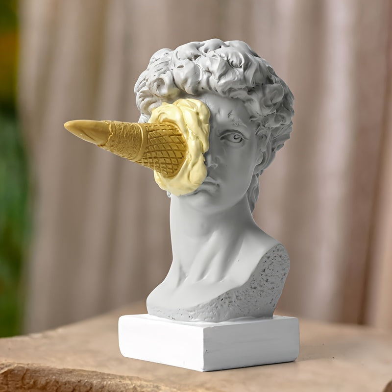 1pc, Escultura de David en helado amarillo, decoración de escritorio moderna y simple para dormitorio, sala de estar y entrada europea
