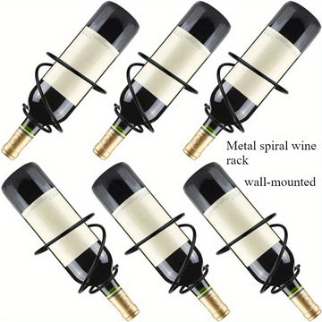 6 piezas, soporte de vino colgante espiral creativo de metal, montaje en pared, exhibidor de botellas de vino rojo, rac de vino