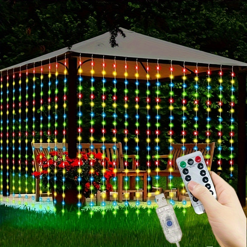 Luces de Cortina LED Impermeables con Mando a Distancia - Luces de Cadena para Fiestas con 8 Modos y Alimentación por USB para Navidad, Acción de Gracias, Pascua, Halloween, Día de San Valentín, Decoración Romántica, Uso Interior y Exterior