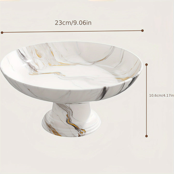 Bandeja Elegante de Mármol - Veinado Blanco y Dorado, Diseño con Patas Elevadas Estables, Bandeja de Plástico PP Duradera para Hogar, Bodas, Fiestas, Decoración de Mesa - Organizador Central Decorativo, Accesorio para Mesas, Antideslizante