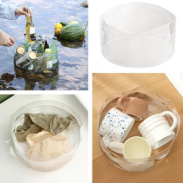 1pc Cubeta Portátil Plegable, Lavabo para Pies, Cubo de Agua Transparente, Recipiente para Pesca, Bandeja Colapsable, Cuenco para Ropa y Cara, Ideal para Viajes, Excursiones y Camping