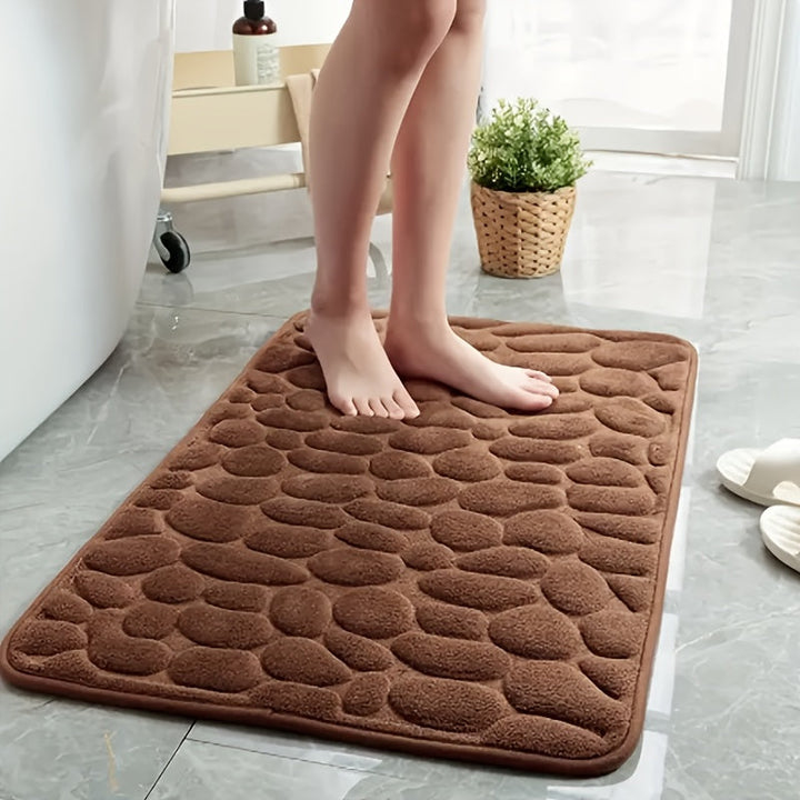 Alfombra de baño de coral suave, antideslizante, rápida secado, respaldo de PVC, lavable en máquina, poliéster de lujo, pila baja, rectangular, ideal para la entrada del baño, 15,75x23,62 pulgadas, hecha a mano, patrón geométrico, 100% poliéster, 100% PV