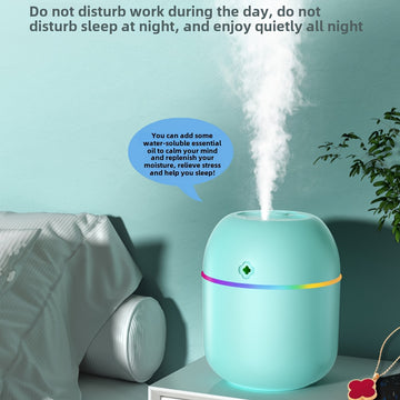 Humidificador de vapor facial USB, difusor de aromaterapia compatible con aceites esenciales, con tecnología Soundwave y luz nocturna inteligente que se apaga automáticamente, adecuado para habitaciones secas y grasosas - Beige claro, dormitorio, sala de