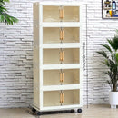 Elegante gabinete de almacenamiento plegable de cinco capas | Diseño doméstico de puertas dobles, material plástico adecuado para almacenamiento de juguetes de bebés/niños, se puede almacenar debajo de la cama.