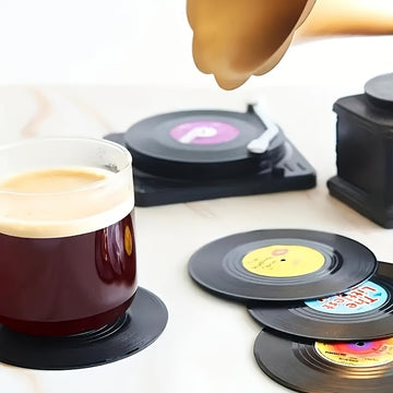 6 posavasos de vinilo, posavasos retro creativos con diseño de CD de rock americano, antideslizantes y aislantes, mantel individual para decoración de habitación