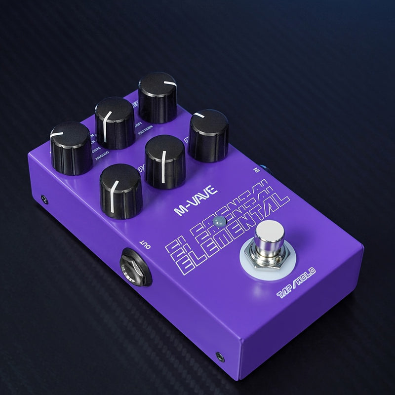 Pedal de Efectos de Retardo ELEMENTAL para Guitarra M-VAVE TIEMPO/9 Tipos de Efectos de Retardo/FEEDBACK/MIX/PARAM/MOD Perilla DC 9V Entrada/Salida de 6.35mm Efecto de Retardo ELEMENTAL para Guitarra Eléctrica con Modos TAP y HOLD