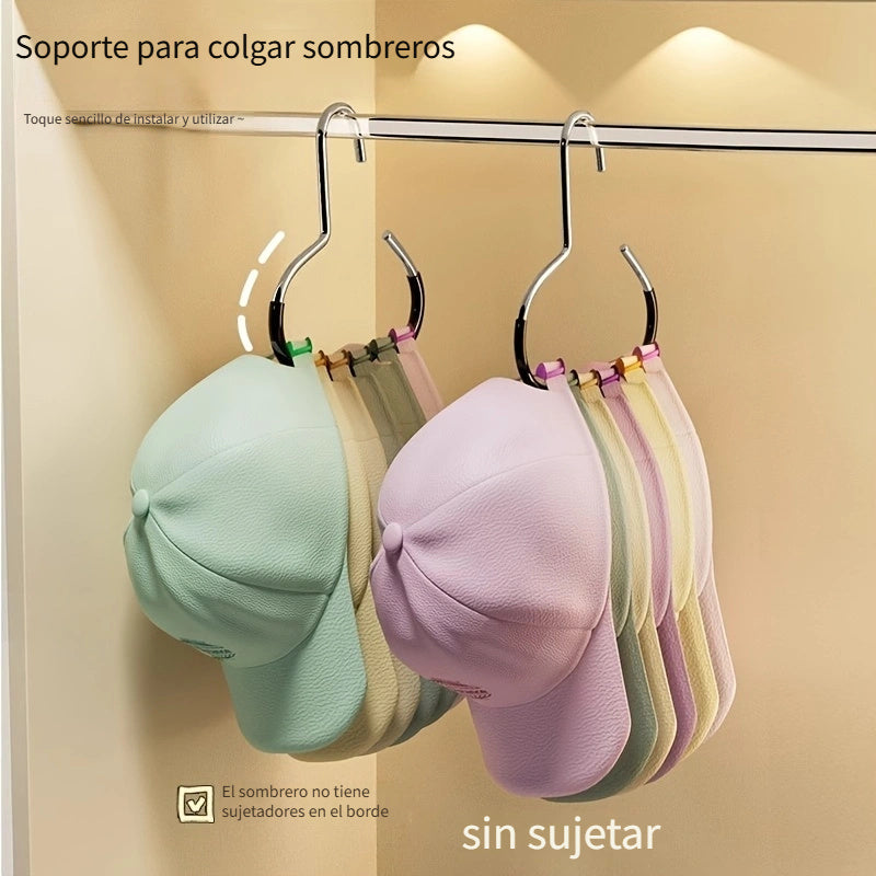 1pc Nuevo Colgador de Sombreros, Artefacto de Almacenamiento de Sombreros 1 Colgador Puede Colgar 8 Sombreros de Copa, Colgador de Gorras de Béisbol con Visera para Dormitorio, Armario Interior, Expositor de Sombreros Multifuncional para el Hogar, Sin Ra