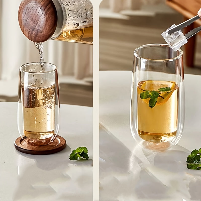 4/6 piezas Tazas de vidrio aislado de doble pared de borosilicato, sin plomo, reutilizables, redondas, seguras para congelador, multiusos, con seguridad para lavadora para uso en el hogar, vasos para leche y bebidas